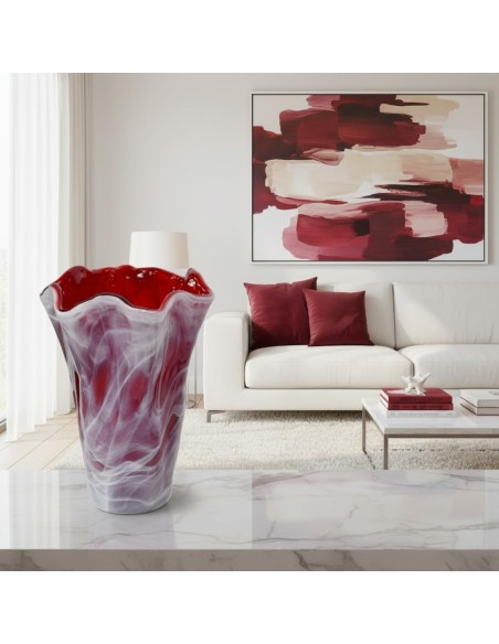 Red Murano Glass Vase Tide Iris 