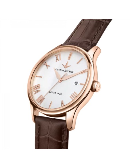 Lucien Rochat Montreux R0451115004 Herren-Armbanduhr Weißes Zifferblatt Braun