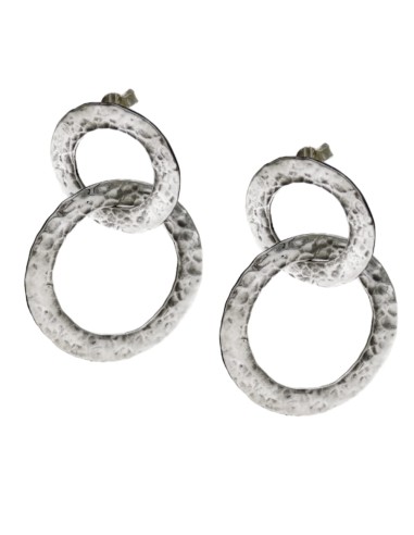 Hammered Sterling Silver Two Intertwined...