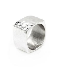 Gehämmerter Quadratischer Ring aus 925er Sterlingsilber