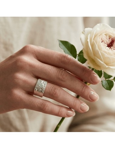 Hammered 925 Sterling Silver Square Ring
