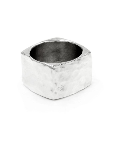 Gehämmerter Quadratischer Ring aus 925er Sterlingsilber