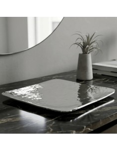 Hammered Massive Sterling Silver Square Centerpiece  2