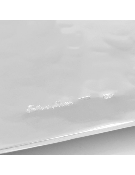 Quadratischer Tafelaufsatz aus gehämmertem, massivem Sterlingsilber