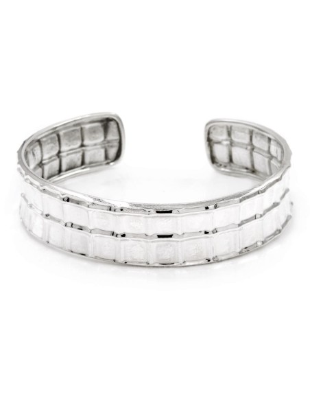Bracciale Bangle Fascia Semirigida con Motivo a Rete in Argento 925 