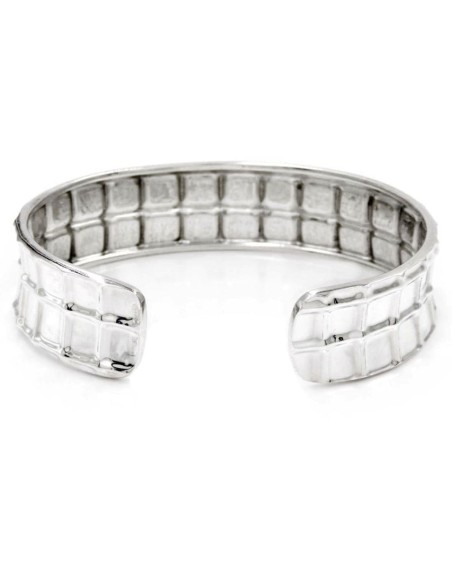Bracciale Bangle Fascia Semirigida con Motivo a Rete in Argento 925 