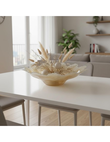 Vaso in Vetro di Murano Bianco Tide Iris Altezza cm 32