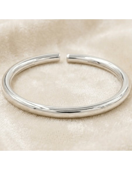 Bracciale Bangle Ovale Tubo Tondo Flessibile in Argento 925