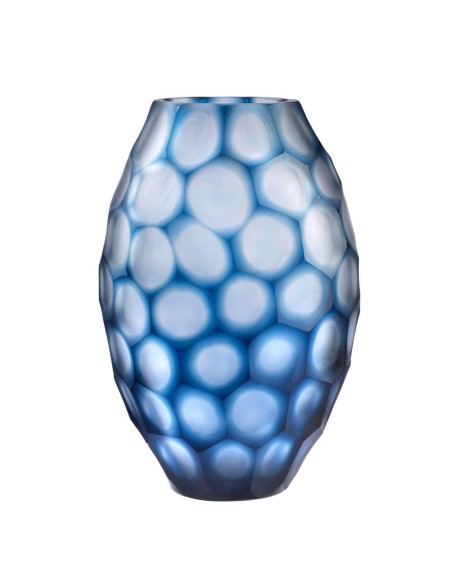 ONLYLUX Blaue Blasenglas-Geodenvase OL03165