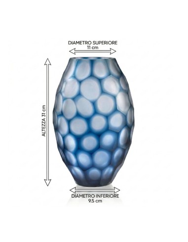 ONLYLUX Blaue Blasenglas-Geodenvase OL03165