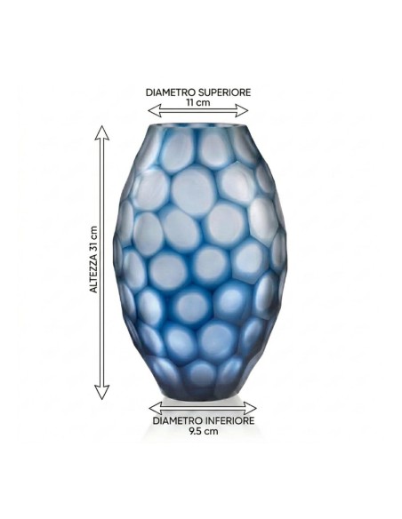 ONLYLUX Blaue Blasenglas-Geodenvase OL03165