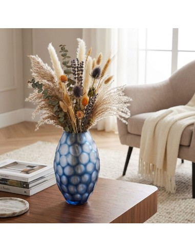 ONLYLUX Blue Bubble Glass Geode Vase OL03165