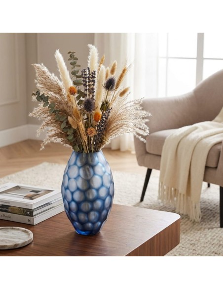 ONLYLUX Blue Bubble Glass Geode Vase OL03165