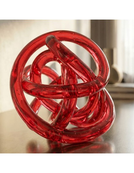 Scultura Artistica Il Nodo dell’Amore Rosso in Vetro Lavorata a Mano OL02080 ONLYLUX