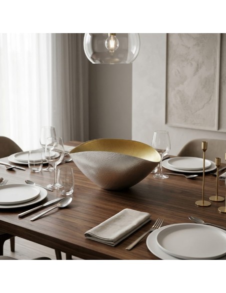 Centrotavola Coppa Burano Grigio Nebbia Interno Giallo Limone OL02514 ONLYLUX