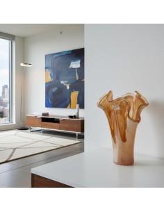 Vaso Due Petali in Vetro di Murano Cipria Miele 2