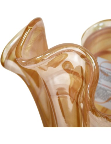 Vaso Due Petali in Vetro di Murano Cipria Miele
