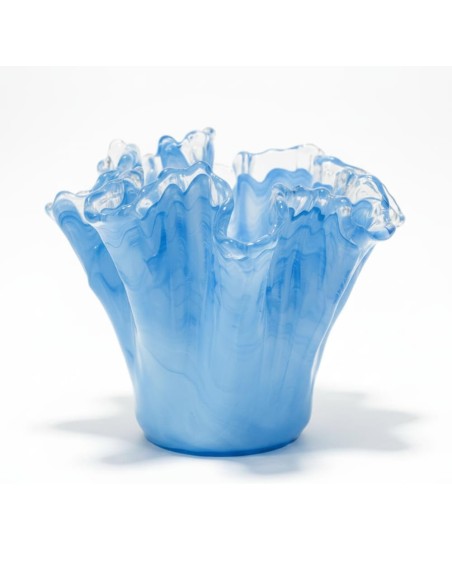 Quercia Vaso in Vetro di Murano Azzurro 