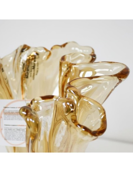 Murano Glas Vase Eiche Honig