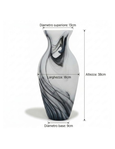 Murano Glas Vase Amphora Satinweiß mit...