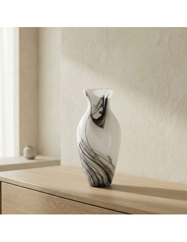 Vaso Anfora in Vetro di Murano Bianco Satinato...