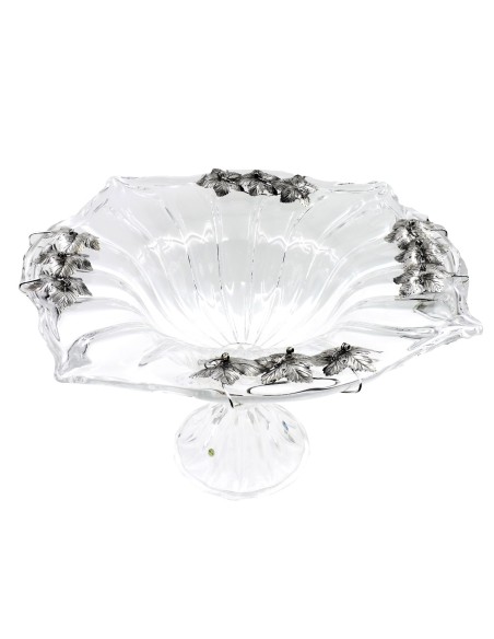 Crystal Centerpiece with 925 Sterling Silver Vine Leaves