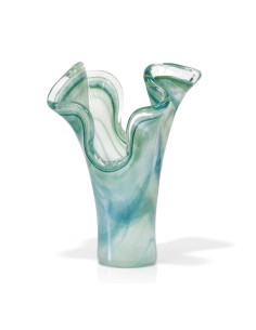 Green Spring Two Petals Blue Murano Glass Vase 