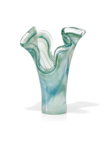 Zweiblättrige Vase aus Frühlingsgrünem Muranoglas