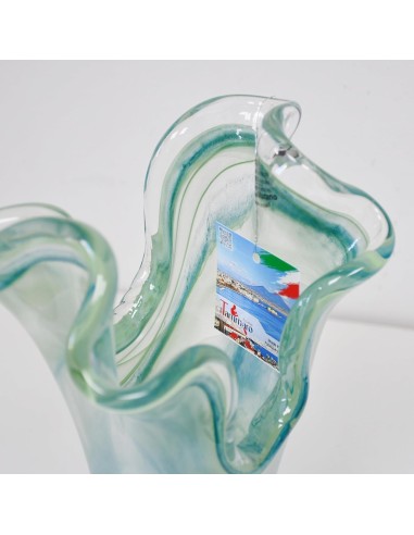 Vaso Due Petali in Vetro di Murano Verde...