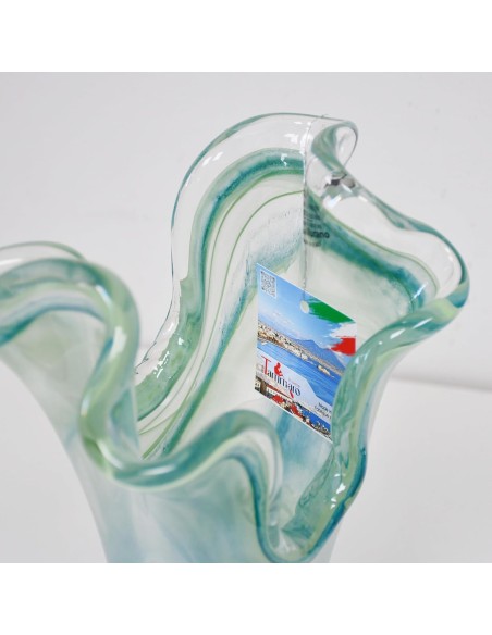 Zweiblättrige Vase aus Frühlingsgrünem Muranoglas