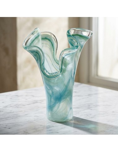 Vaso Due Petali in Vetro di Murano Verde...