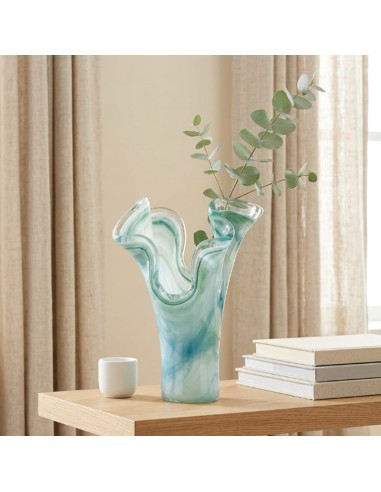Zweiblättrige Vase aus Frühlingsgrünem Muranoglas