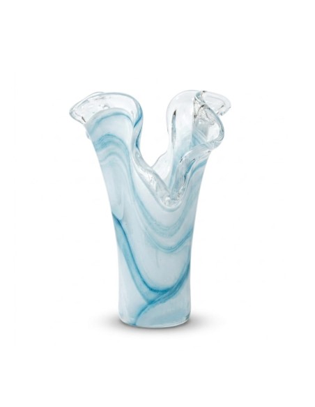Two Petals Blue Murano Glass Vase 