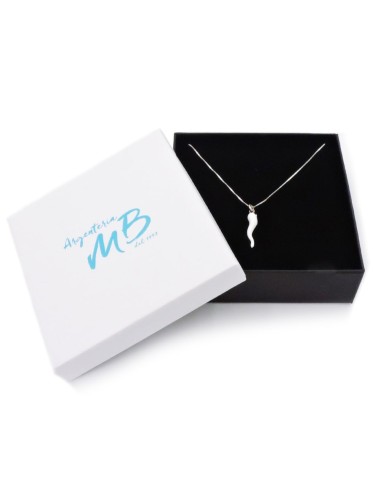 Sterling Silver Necklace with White Enamelled...