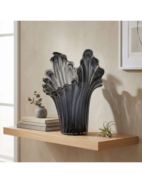 Murano Glas Vase Incontro Schwarz