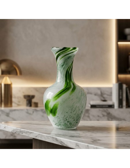 Vaso in Vetro di Murano Emma Verde Striato