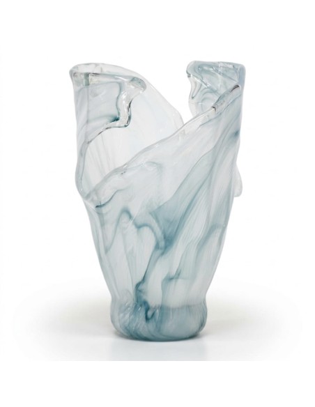 Murano Glas Vase Blaue Welle 