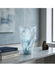 Murano Glas Vase Blaue Welle  2