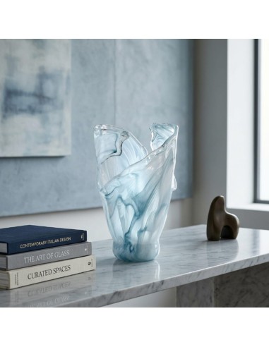 Murano Glas Vase Blaue Welle 