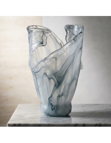 Murano Glas Vase Blaue Welle 