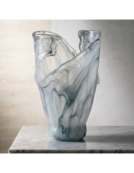 Murano Glas Vase Blaue Welle 