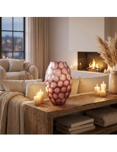 Vaso Geode in Vetro a Bolle Rosso OL03166 ONLYLUX 2