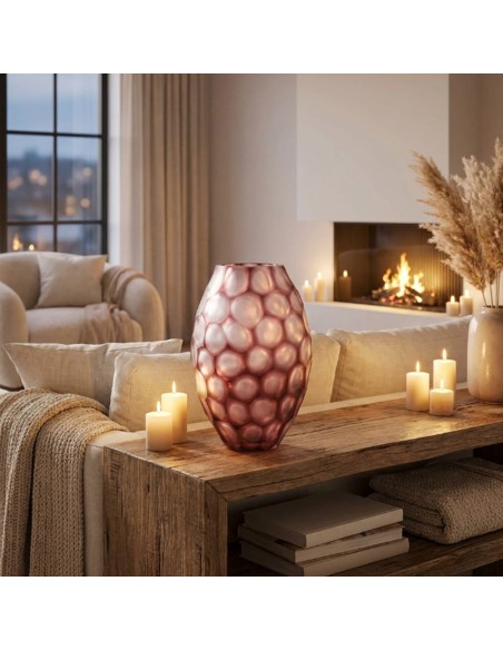 ONLYLUX Rote Blasenglas-Geodenvase OL03166
