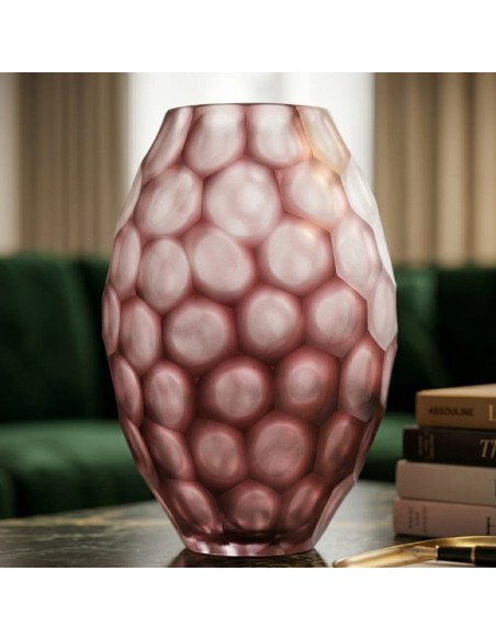 Vaso Geode in Vetro a Bolle Rosso OL03166 ONLYLUX