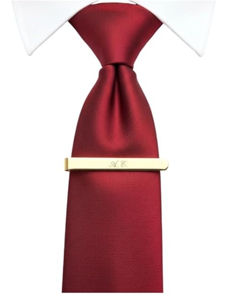 Gold Plated Sterling Silver Tie Clip with Engraved Initials