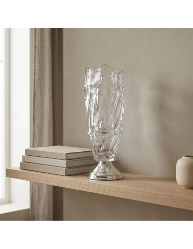 Flamenco Crystal Vase with Round Silver Base