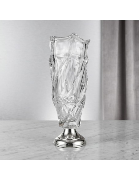 Flamenco Crystal Vase with Round Silver Base
