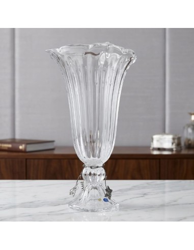 Vaso in Cristallo con Foglie di Vite in Argento 