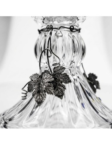 Vaso in Cristallo con Foglie di Vite in Argento 