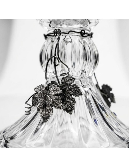 Crystal Vase with 925 Sterling Silver Vine Leaves